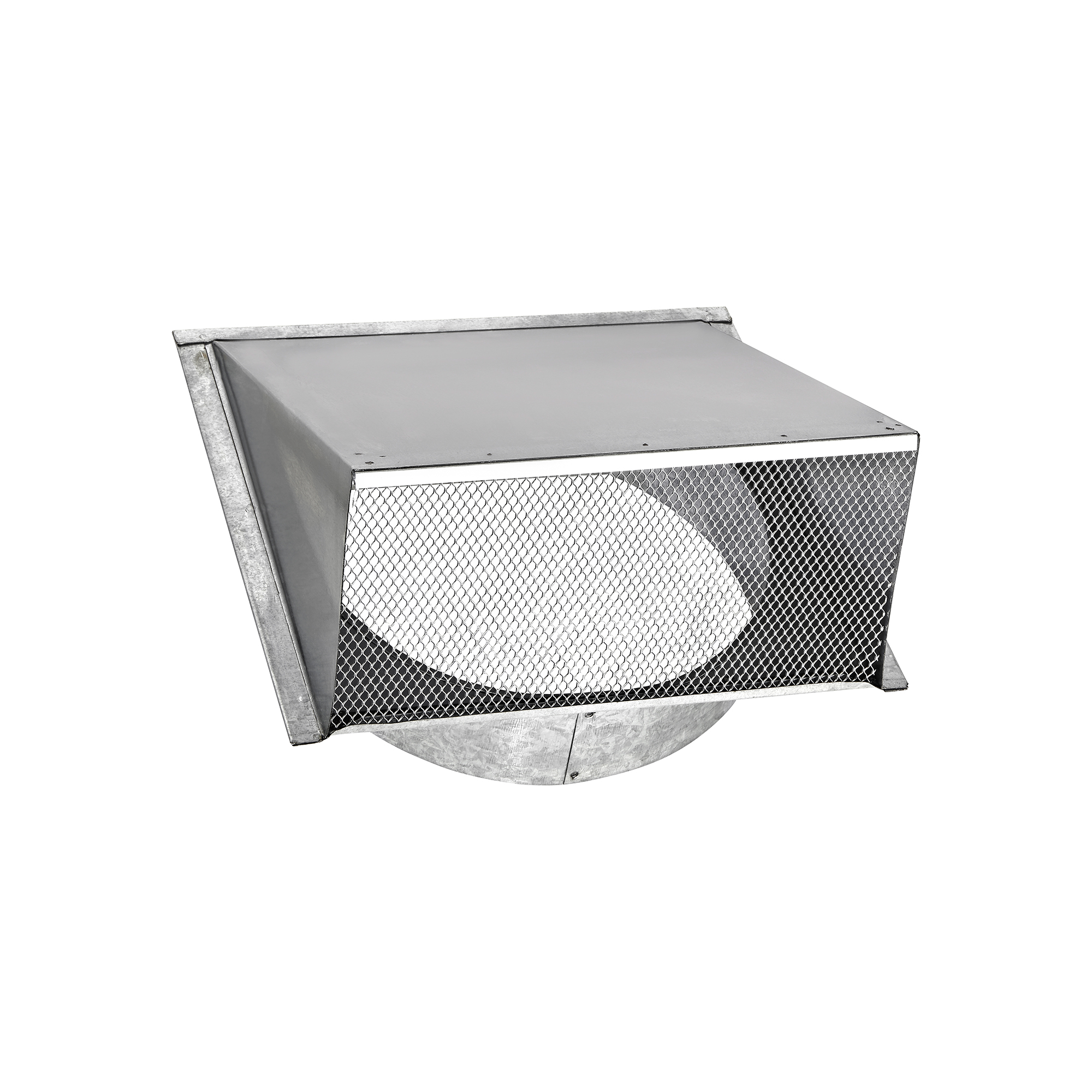 588GS-02 Galvanized Steel Wall Exhaust Hood Exhaust Vent - Spring Damper - Screen - 3 inch Pipe - Opened