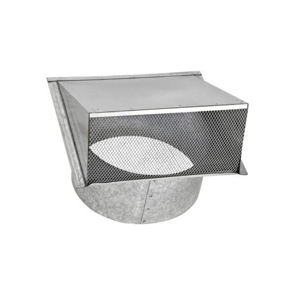 Galvanized Steel Wall Exhaust Hood Exhaust Vent - Spring Damper - Screen - 6 inch Pipe - Opened