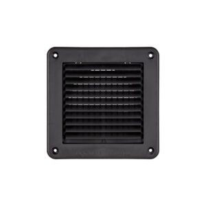 Black Plastic Fresh Air Intake Vent (Mini Louver) - Removable Screen - Flush Mount - Front