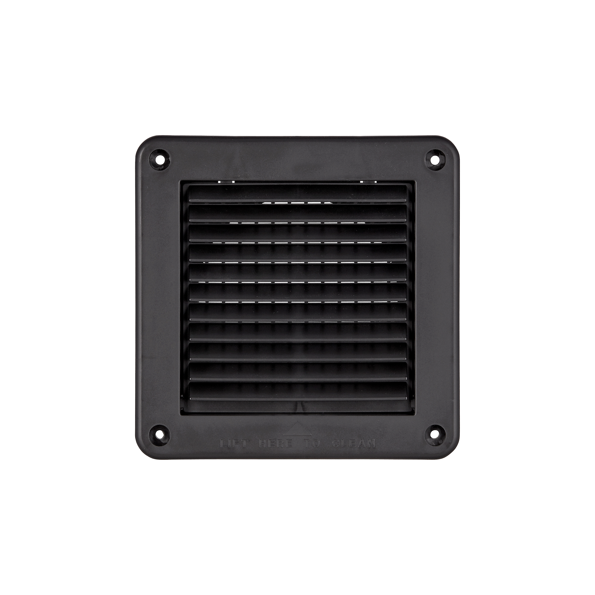 Black Plastic Fresh Air Intake Vent (Mini Louver) - Removable Screen - Flush Mount - Front