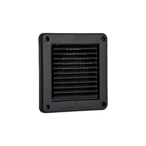 Black Plastic Fresh Air Intake Vent (Mini Louver) - Removable Screen - Flush Mount - Angle