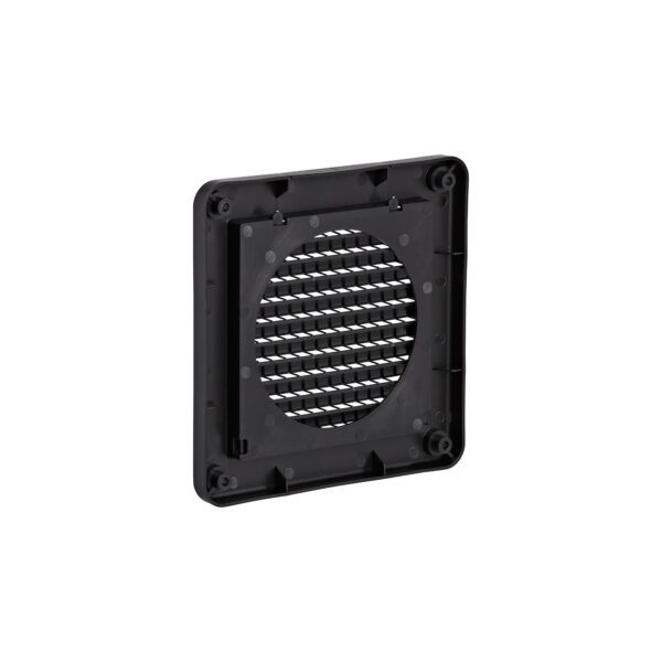 Black Plastic Fresh Air Intake Vent (Mini Louver) - Removable Screen - Flush Mount - Back