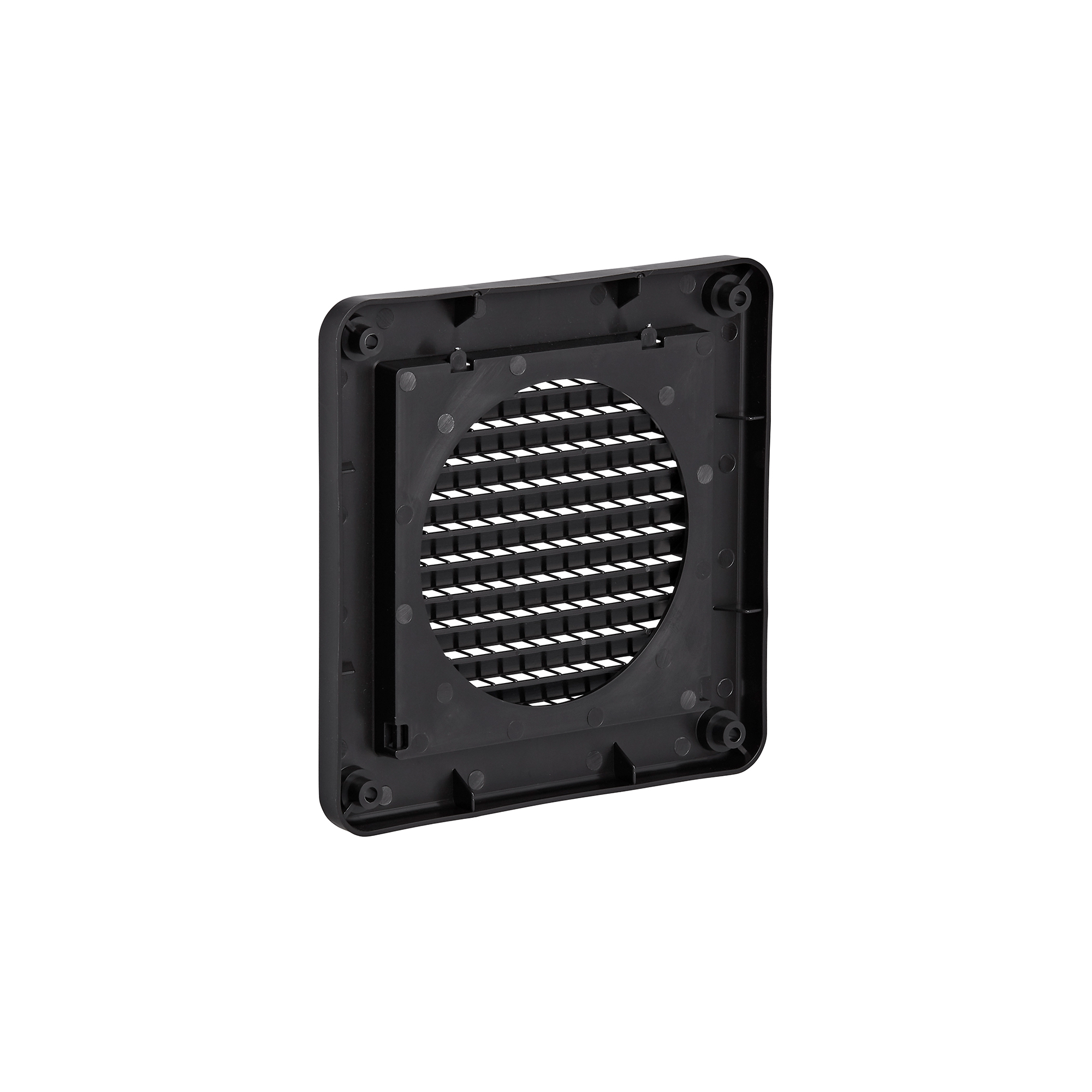 Black Plastic Fresh Air Intake Vent (Mini Louver) - Removable Screen - Flush Mount - Back