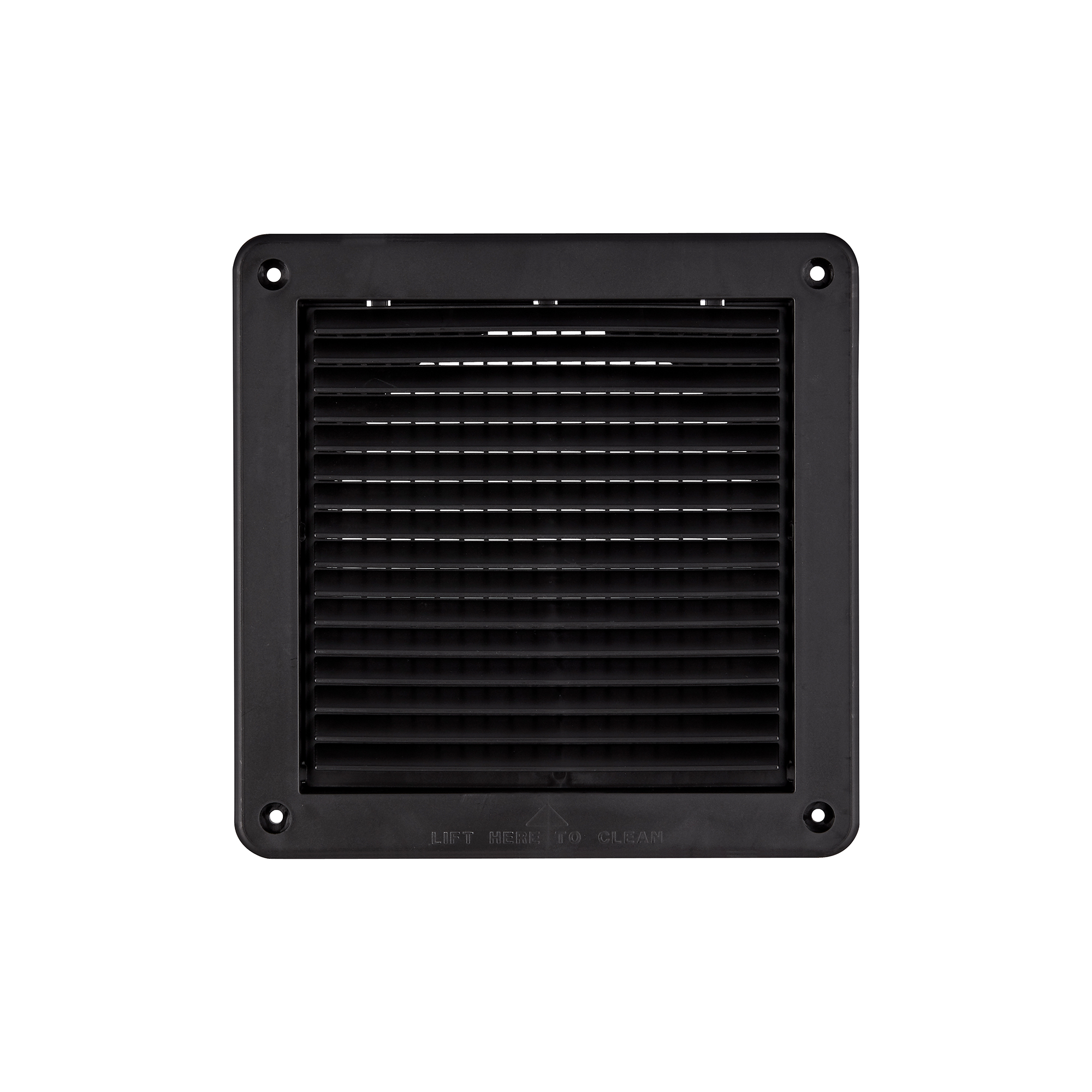 Black Plastic Fresh Air Intake Vent (Mini Louver) - Removable Screen - Flush Mount - Front
