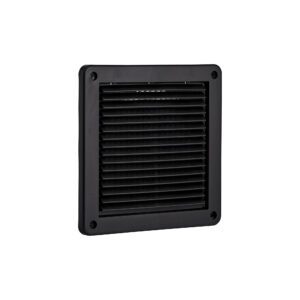 Black Plastic Fresh Air Intake Vent (Mini Louver) - Removable Screen - Flush Mount - Angle