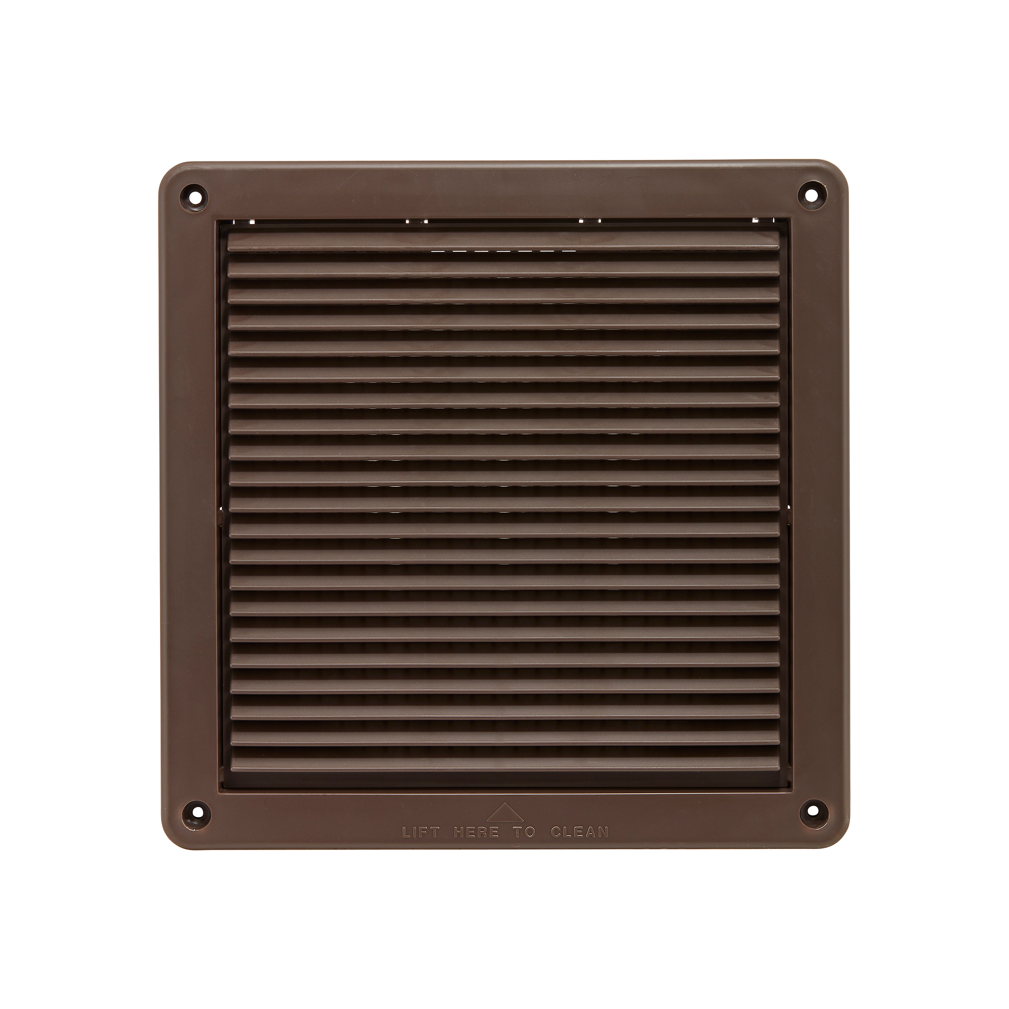 608B-ML-NC-01 Brown Plastic Fresh Air Intake Vent (Mini Louver) - Removable Screen - Flush Mount - Front