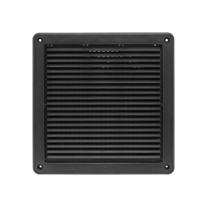 Black Plastic Fresh Air Intake Vent (Mini Louver) - Removable Screen - Flush Mount - Front