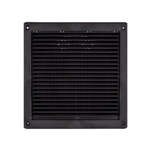 Black Plastic Fresh Air Intake Vent (Mini Louver) - Removable Screen - Flush Mount - Front