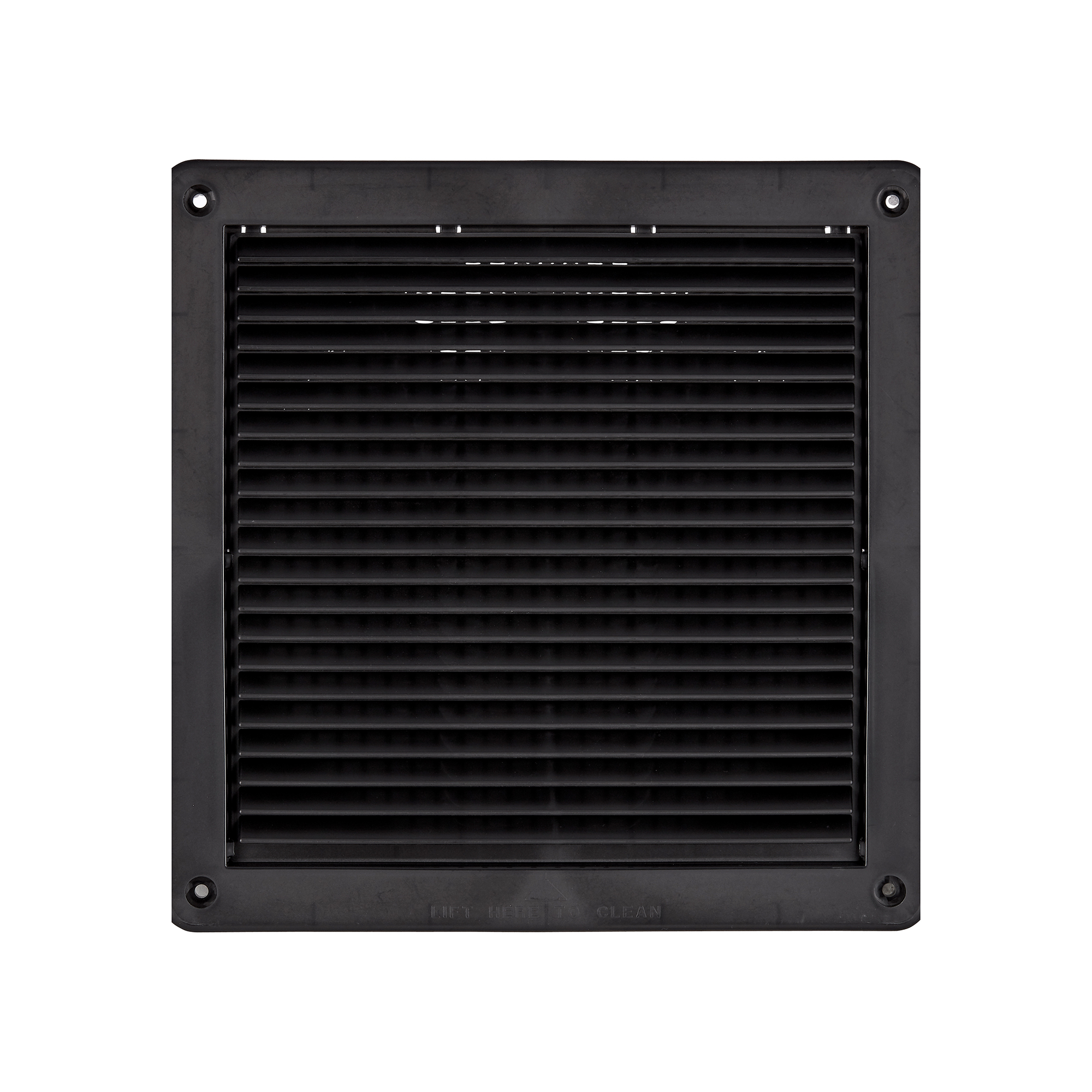 Black Plastic Fresh Air Intake Vent (Mini Louver) - Removable Screen - Flush Mount - Front