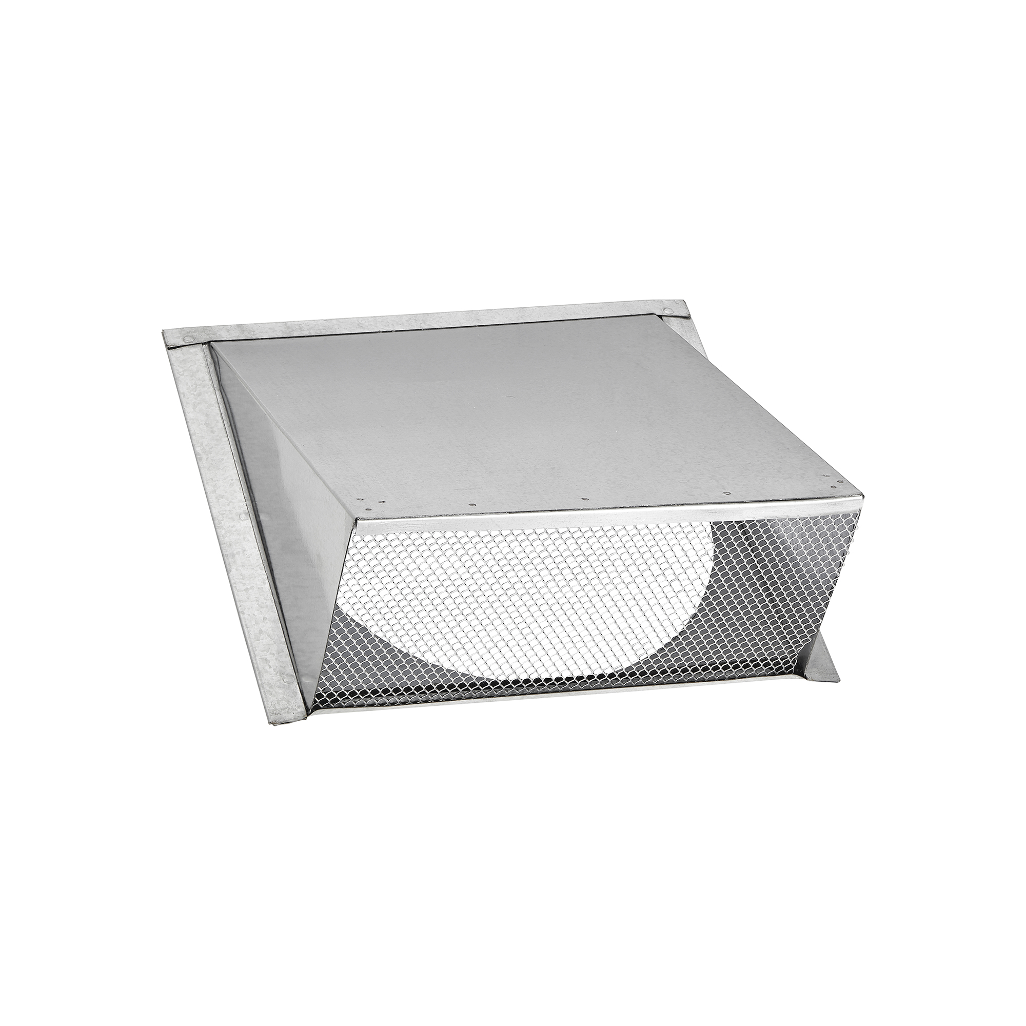 587GSNT-02 Galvanized Steel Wall Exhaust Hood Exhaust Vent - Spring Damper - Screen - Flush Mount - Opened