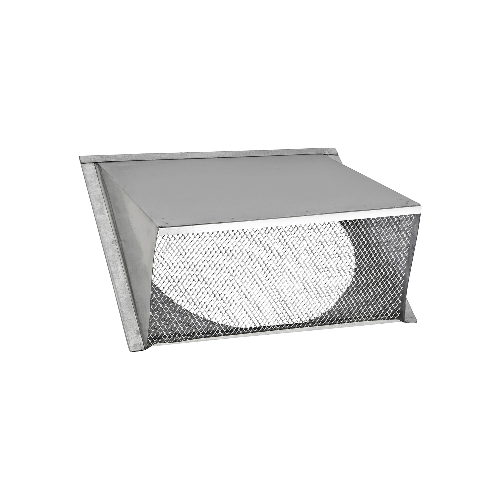 588GSNT-02 Galvanized Steel Wall Exhaust Hood Exhaust Vent - Spring Damper - Screen - Flush Mount - Opened