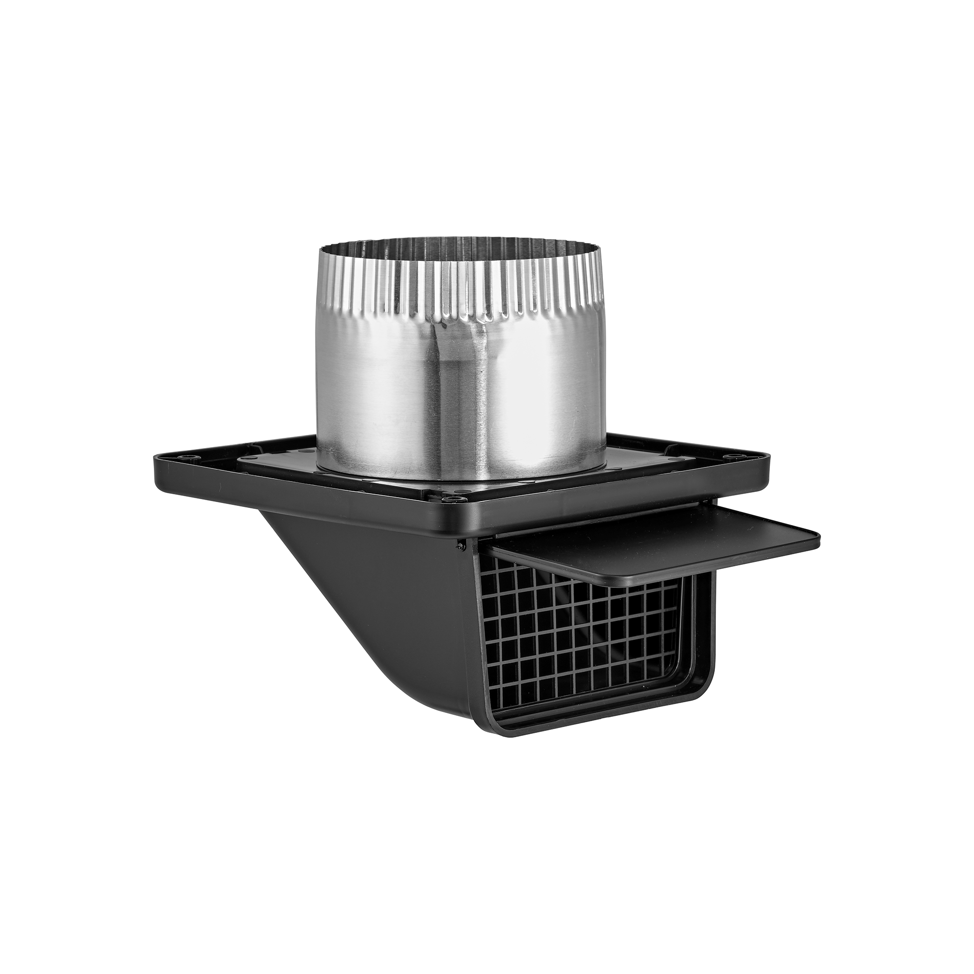 Black Plastic Soffit Continuous Run Bath Fan Exhaust Vent - Damper - Screen - 3 inch Pipe - Opened
