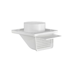 White Plastic Soffit Continuous Run Bath Fan Exhaust Vent - Damper - Screen - Opened