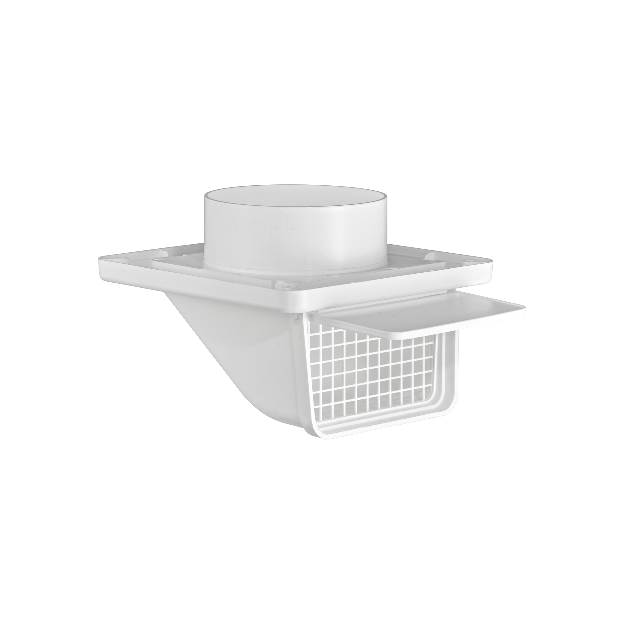 White Plastic Soffit Continuous Run Bath Fan Exhaust Vent - Damper - Screen - Opened
