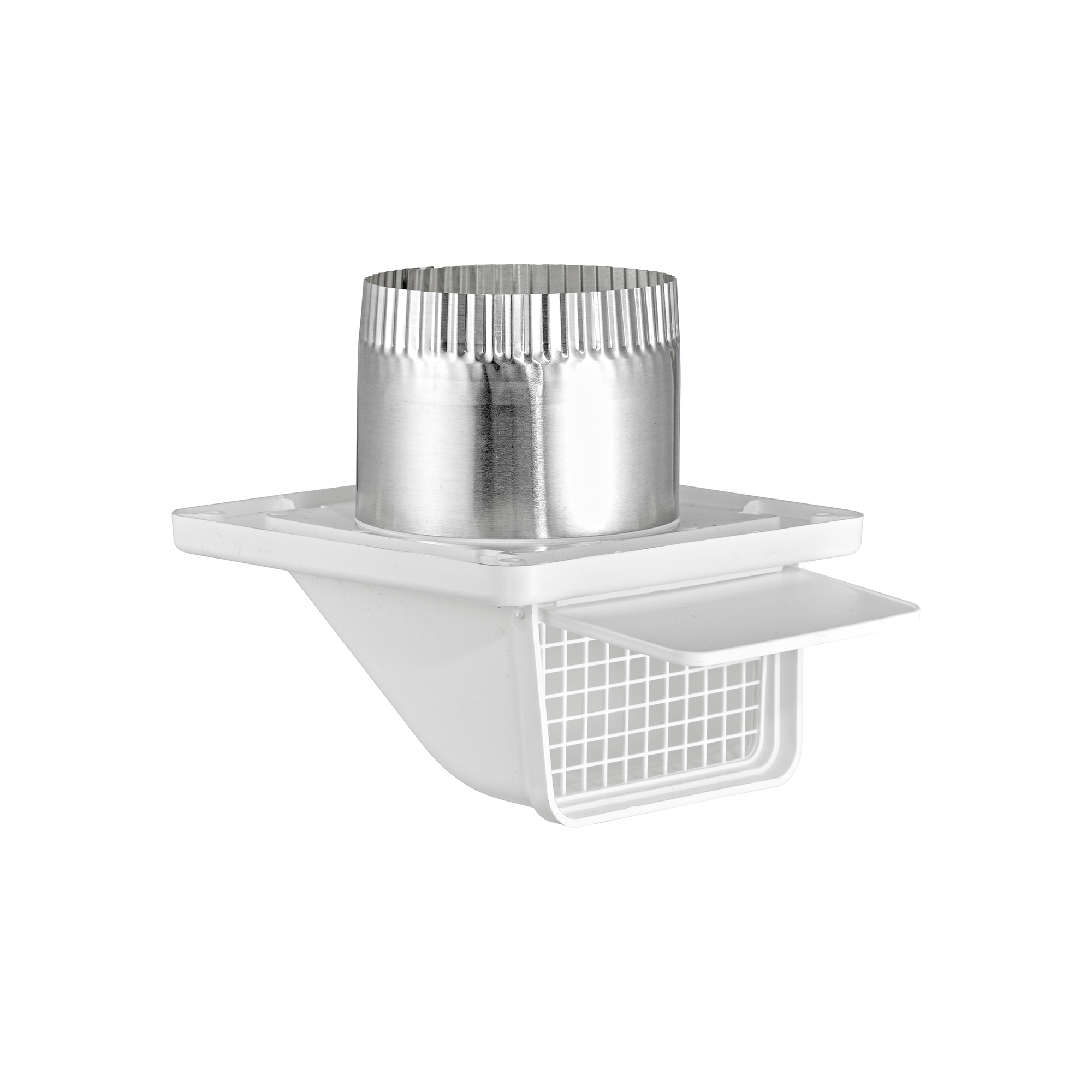 White Plastic Soffit Continuous Run Bath Fan Exhaust Vent - Damper - Screen - 3 inch Pipe - Opened