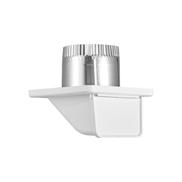 White Plastic Soffit Continuous Run Bath Fan Exhaust Vent - Damper - Screen - 3 inch Pipe - Closed