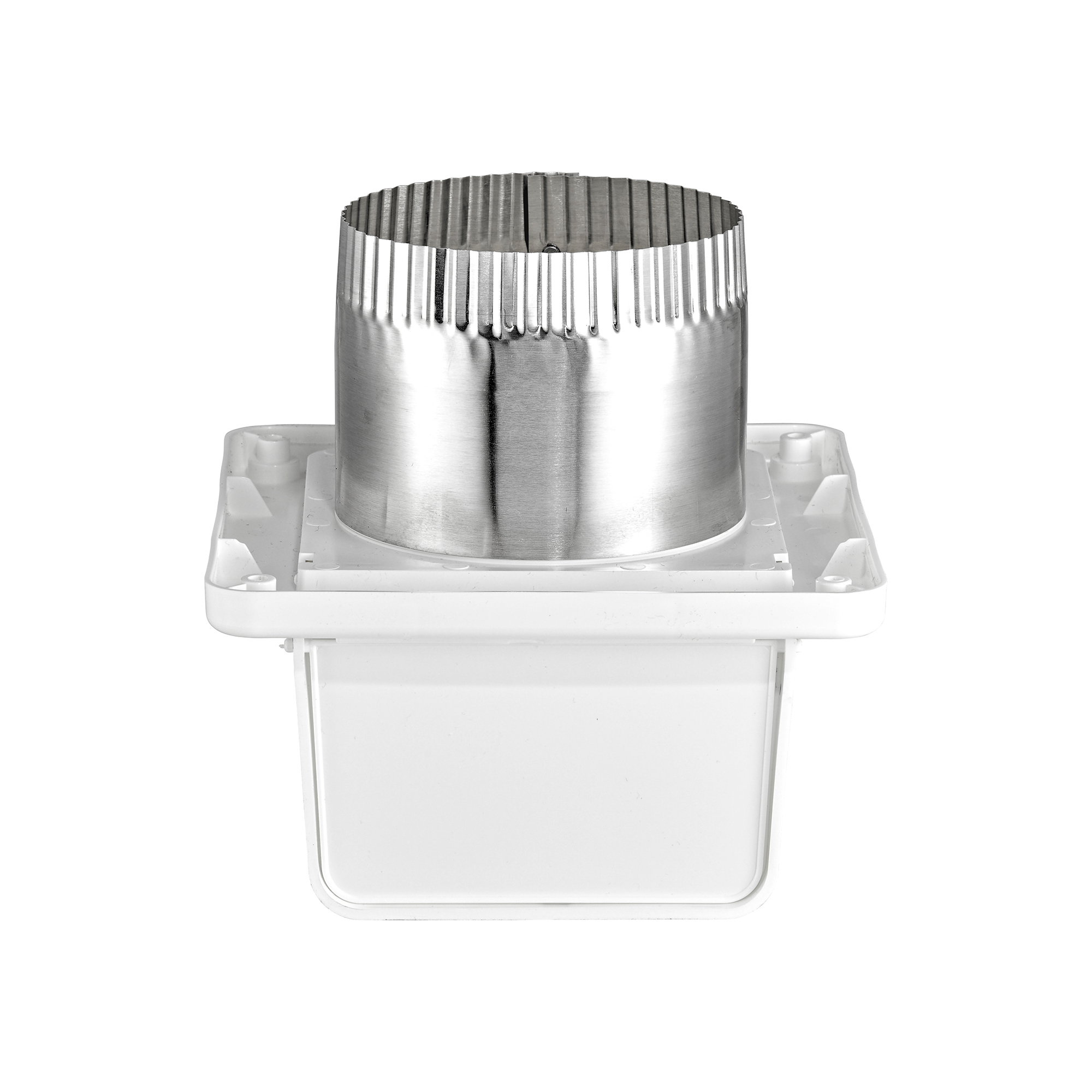 143WSTP-03 White Plastic Soffit Continuous Run Bath Fan Exhaust Vent - Damper - Screen - 3 inch Pipe - Front