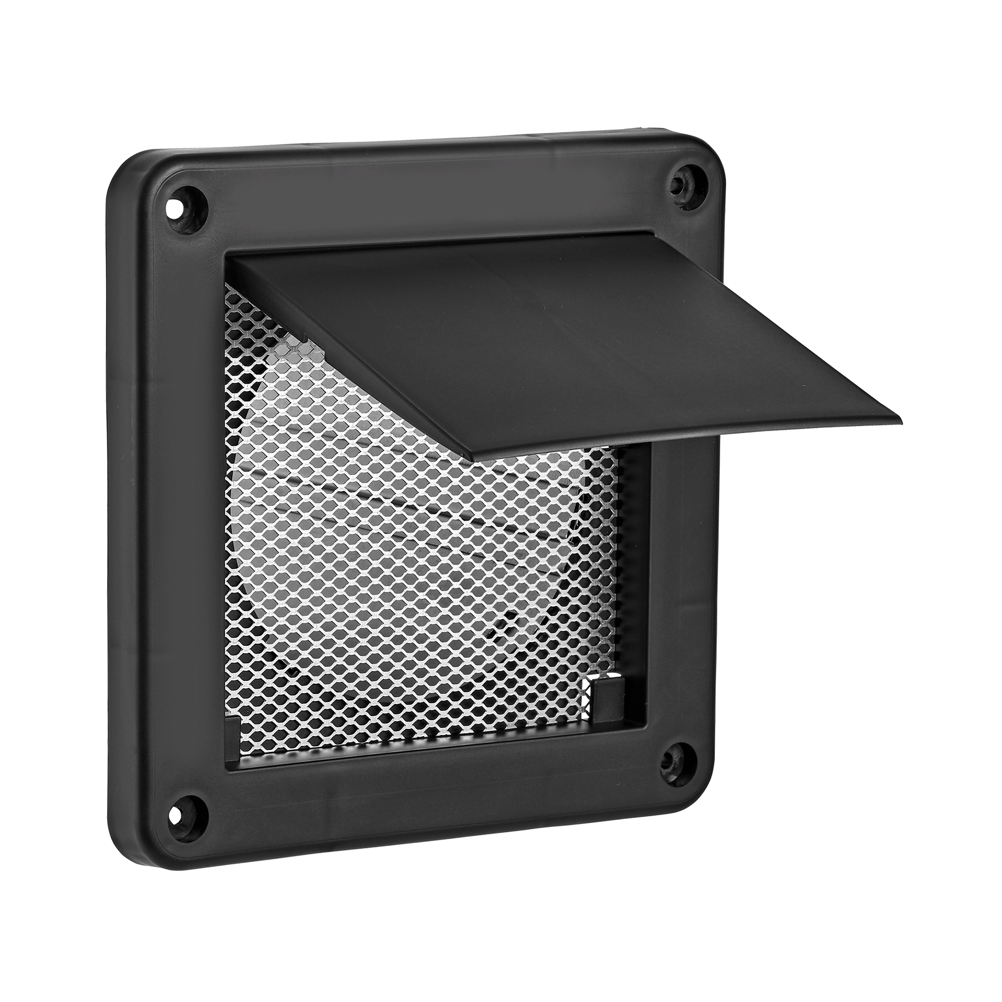 Brown Plastic Wall Exhaust Single Flap Bath Fan Vent - Bug Screen - Opened