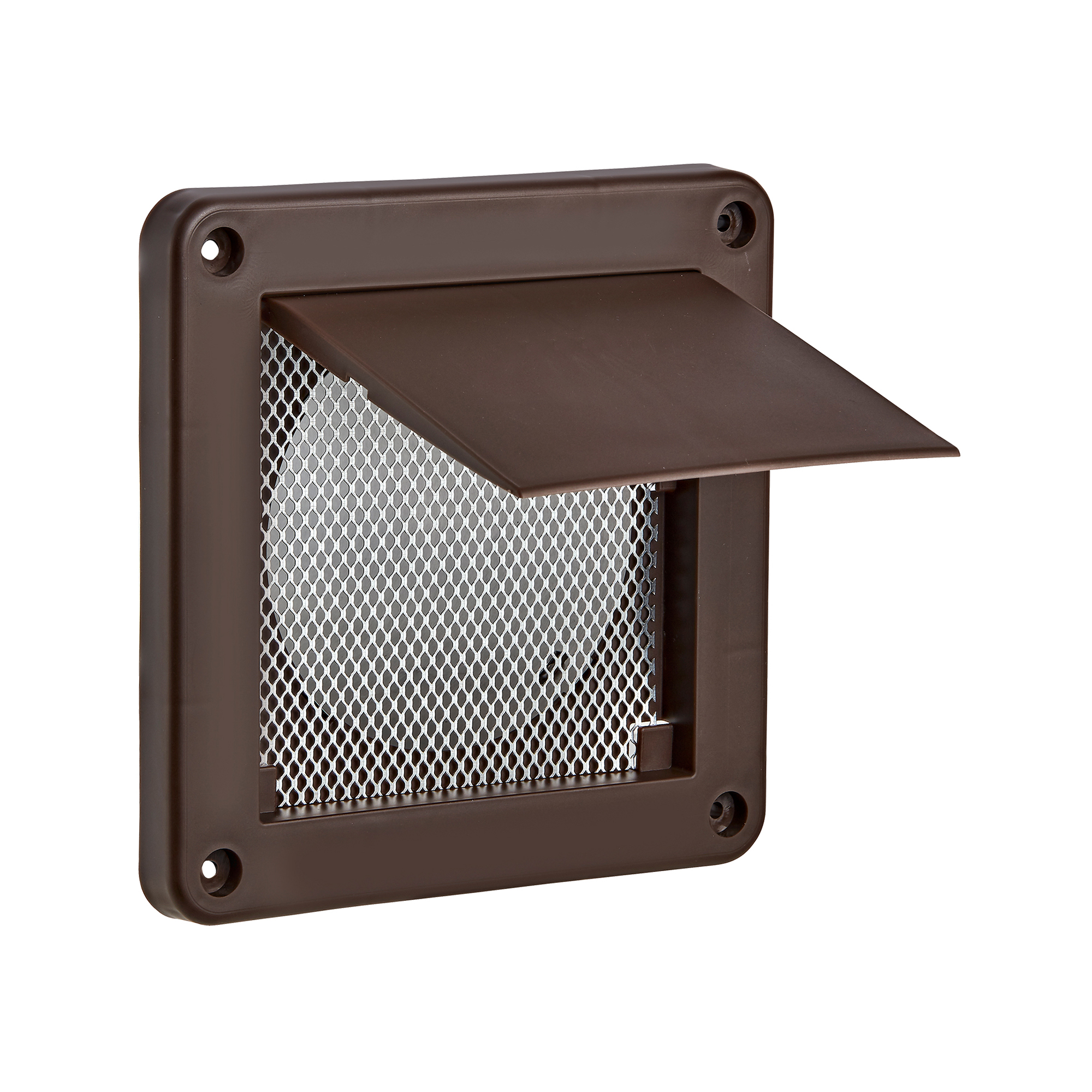 Brown Plastic Wall Exhaust Single Flap Bath Vent - Bug Screen - Opened