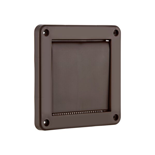 Brown Plastic Wall Exhaust Single Flap Bath Vent - Bug Screen - Closed