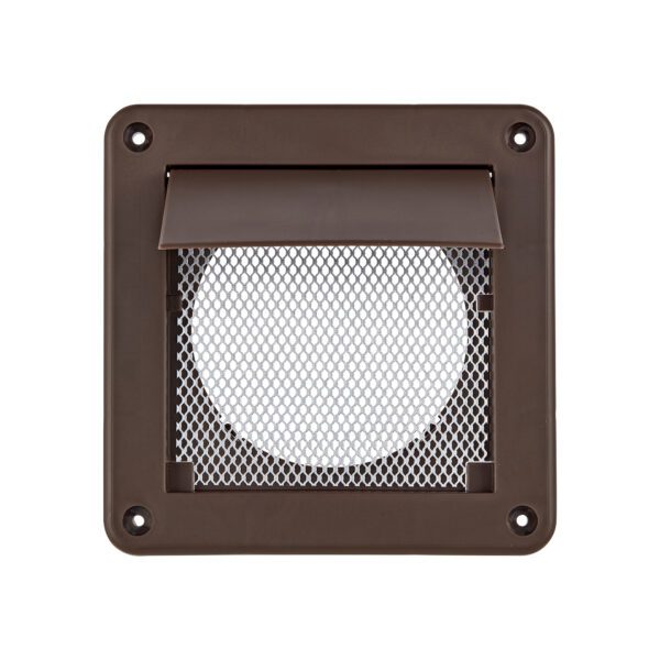 Brown Plastic Wall Exhaust Single Flap Bath Vent - Bug Screen - Front Opened