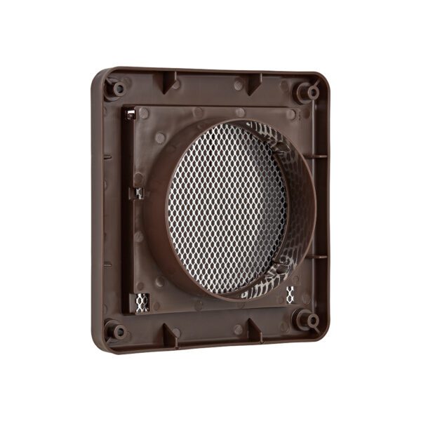 Brown Plastic Wall Exhaust Single Flap Bath Vent - Bug Screen - Back