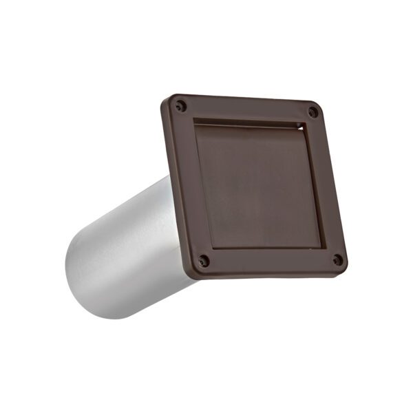 Brown Plastic Wall Exhaust Single Flap Bath Vent - Bug Screen - 11 inch Pipe - Closed