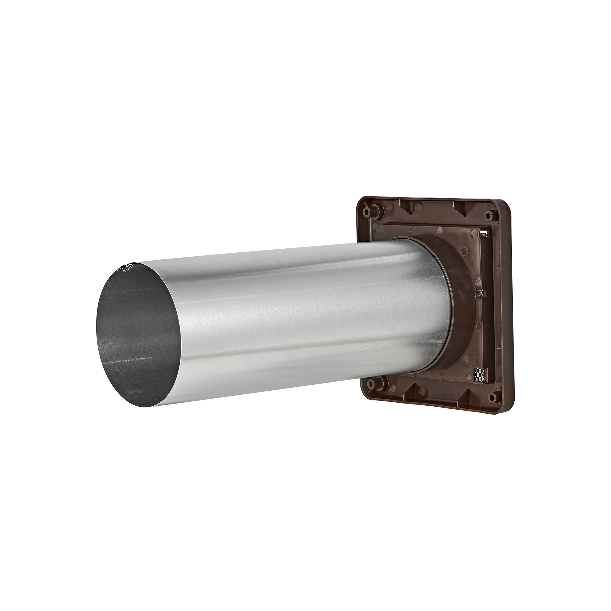 1422BSTP-04 Brown Plastic Wall Exhaust Single Flap Bath Vent - Bug Screen - 11 inch Pipe - Back