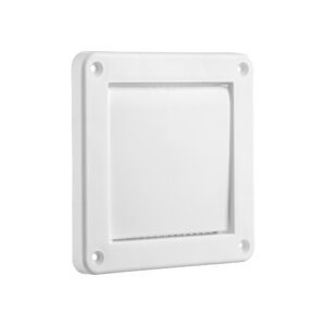 White Plastic Wall Exhaust Single Flap Bath Vent - Bug Screen - Closed