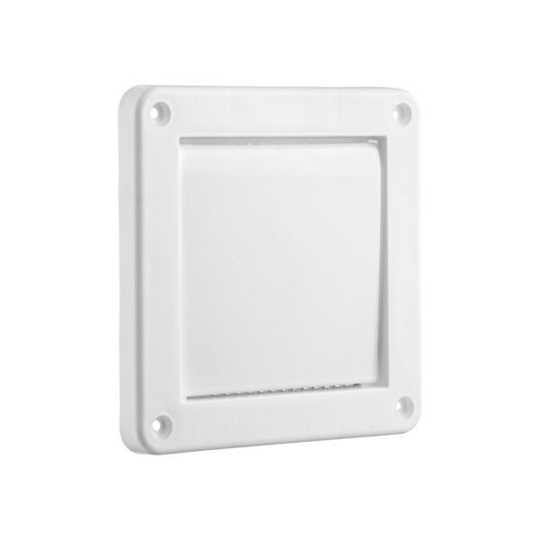 White Plastic Wall Exhaust Single Flap Bath Vent - Bug Screen - Closed