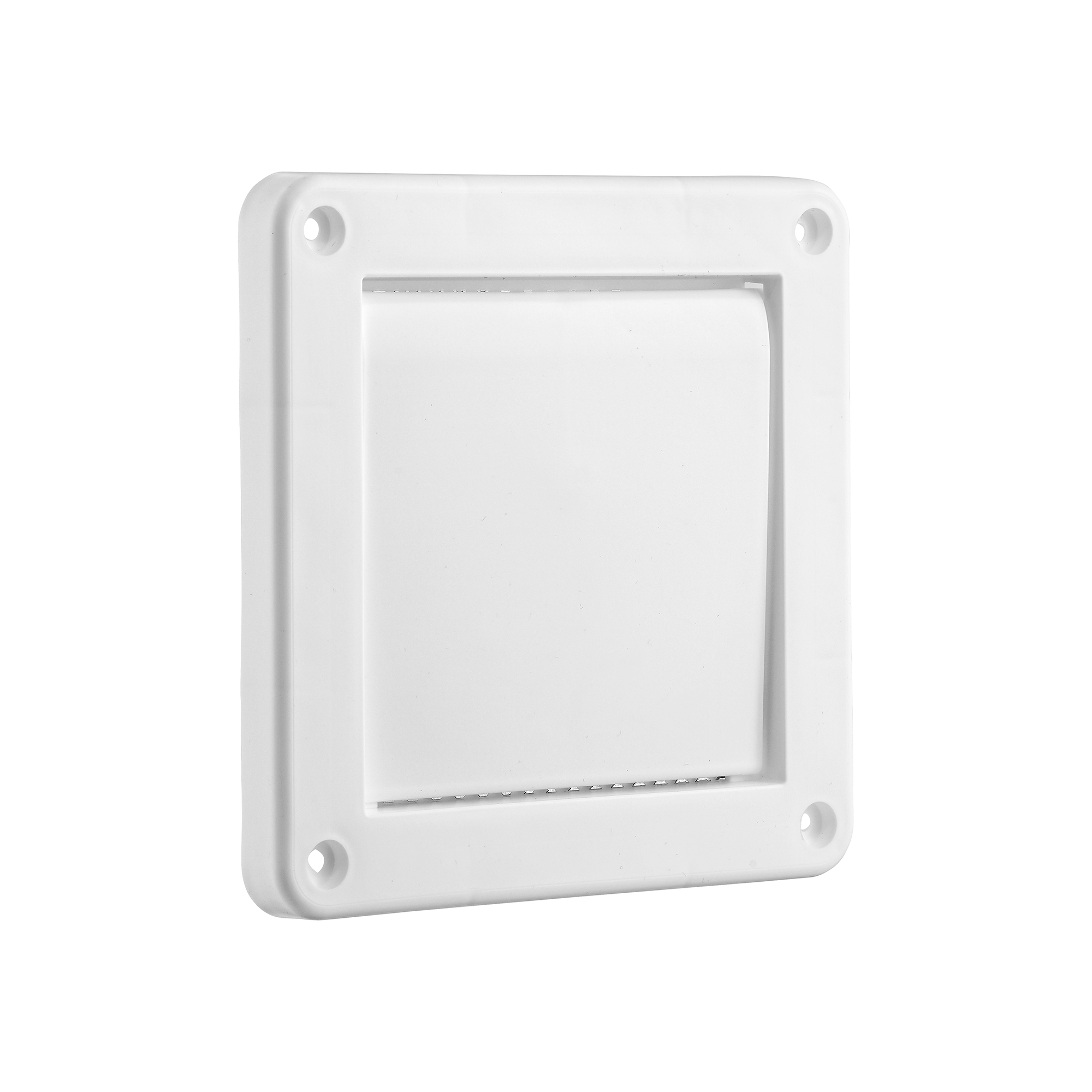 1422WS-02 White Plastic Wall Exhaust Single Flap Bath Vent - Bug Screen - Closed