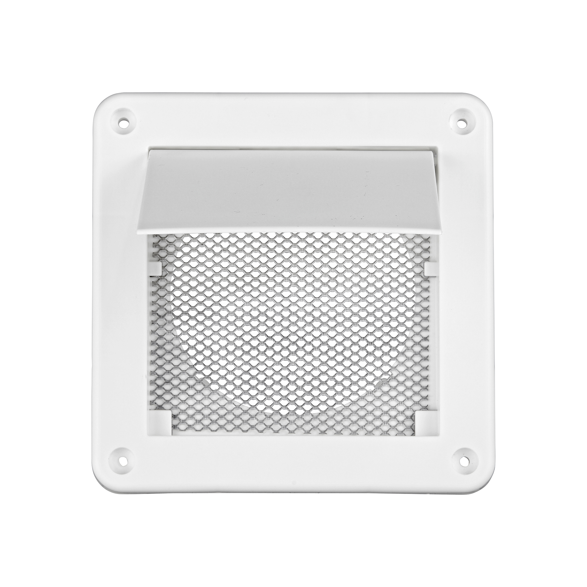 1422WS-03 White Plastic Wall Exhaust Single Flap Bath Vent - Bug Screen - Front Opened