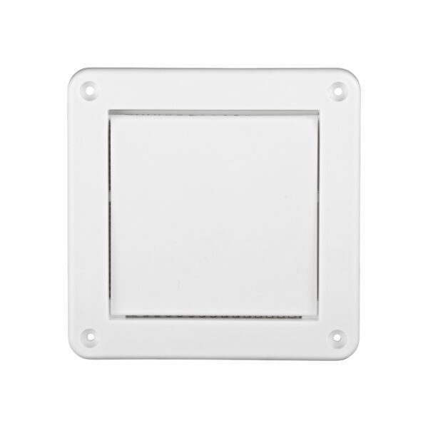 White Plastic Wall Exhaust Single Flap Bath Vent - Bug Screen - Front Closed