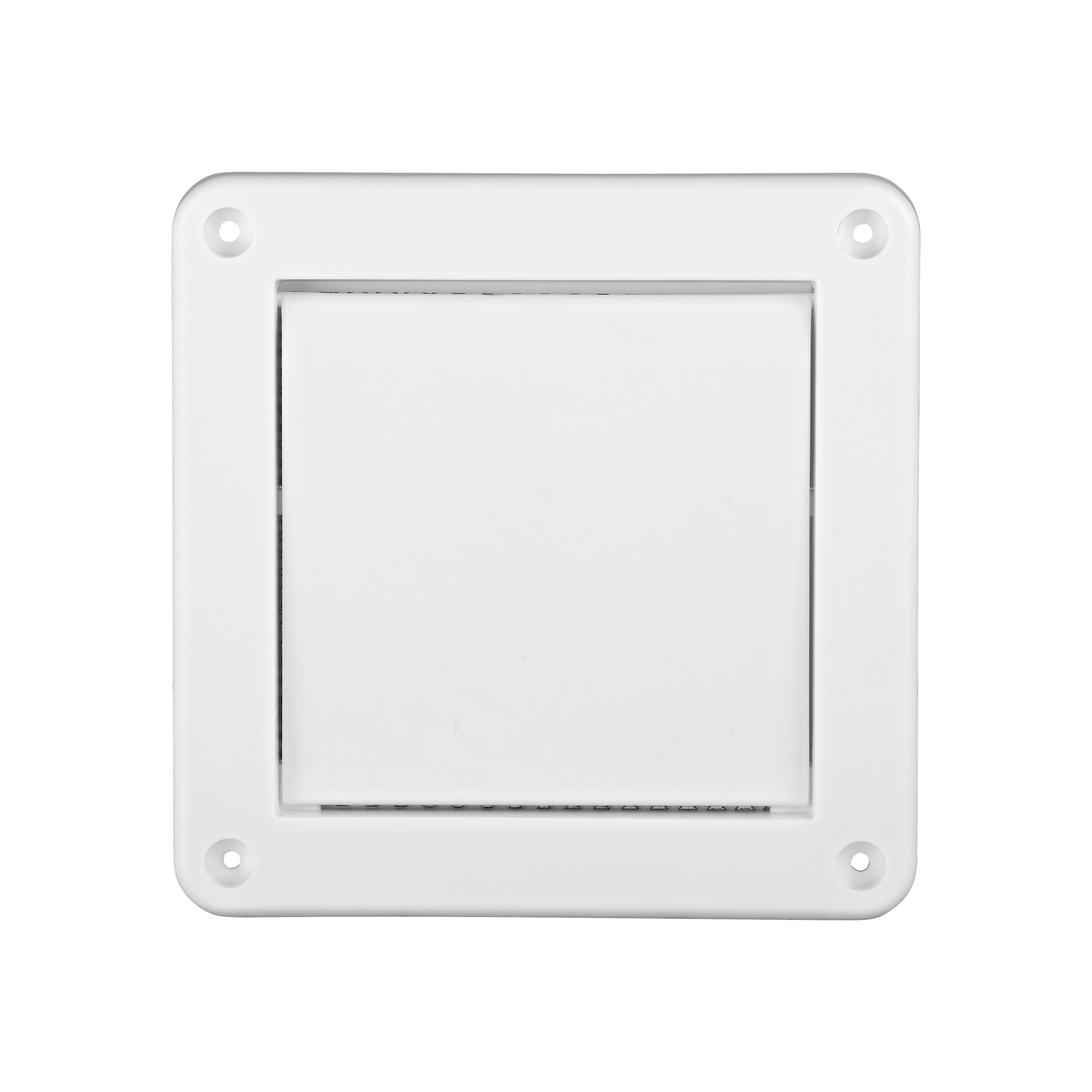 1422WS-04 White Plastic Wall Exhaust Single Flap Bath Vent - Bug Screen - Front Closed