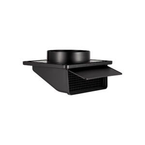 Black Plastic Soffit Continuous Run Bath Fan Exhaust Vent - Damper - Screen - Opened