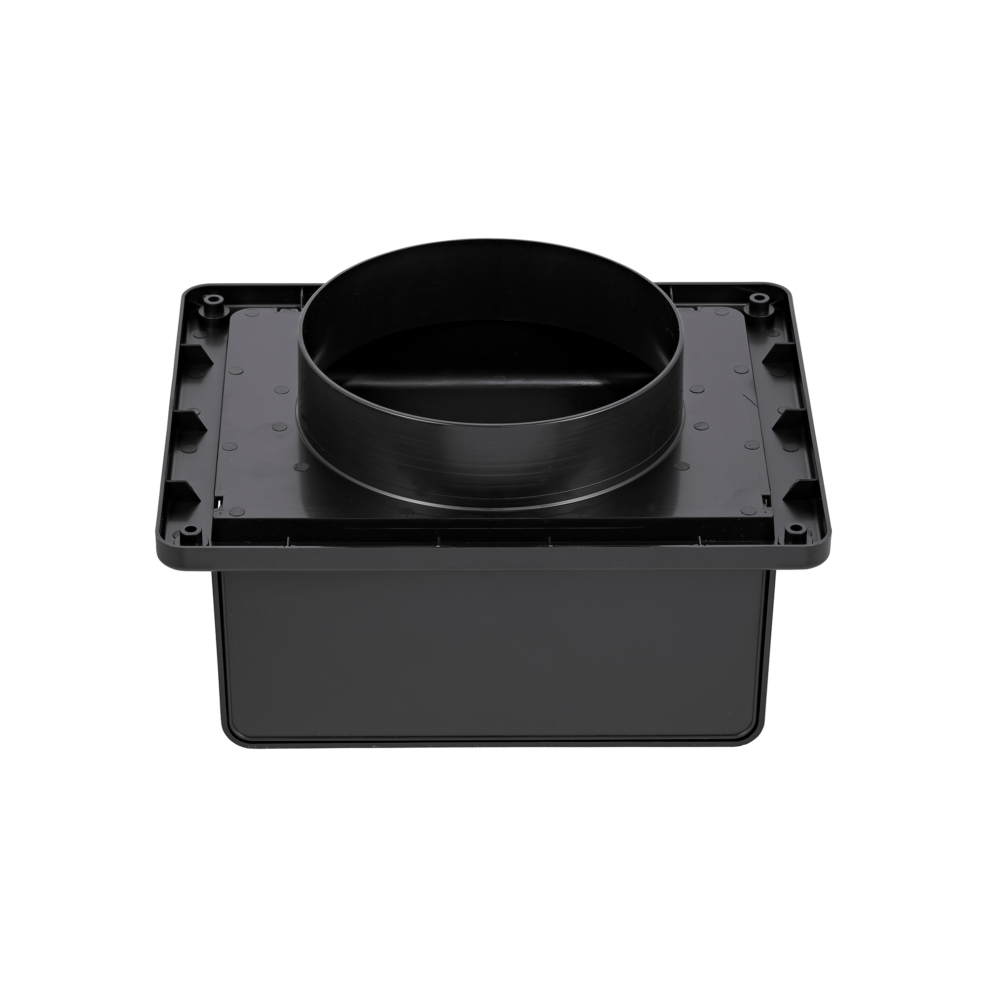Black Plastic Soffit Continuous Run Bath Fan Exhaust Vent - Damper - Screen - Front