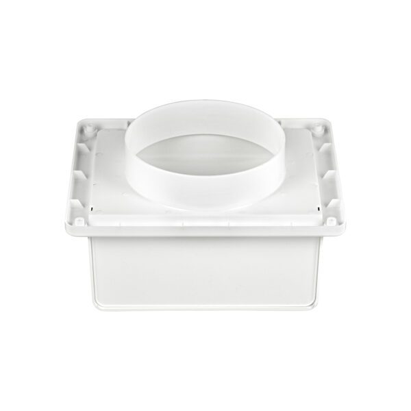 White Plastic Soffit Continuous Run Bath Fan Exhaust Vent - Damper - Screen - Front