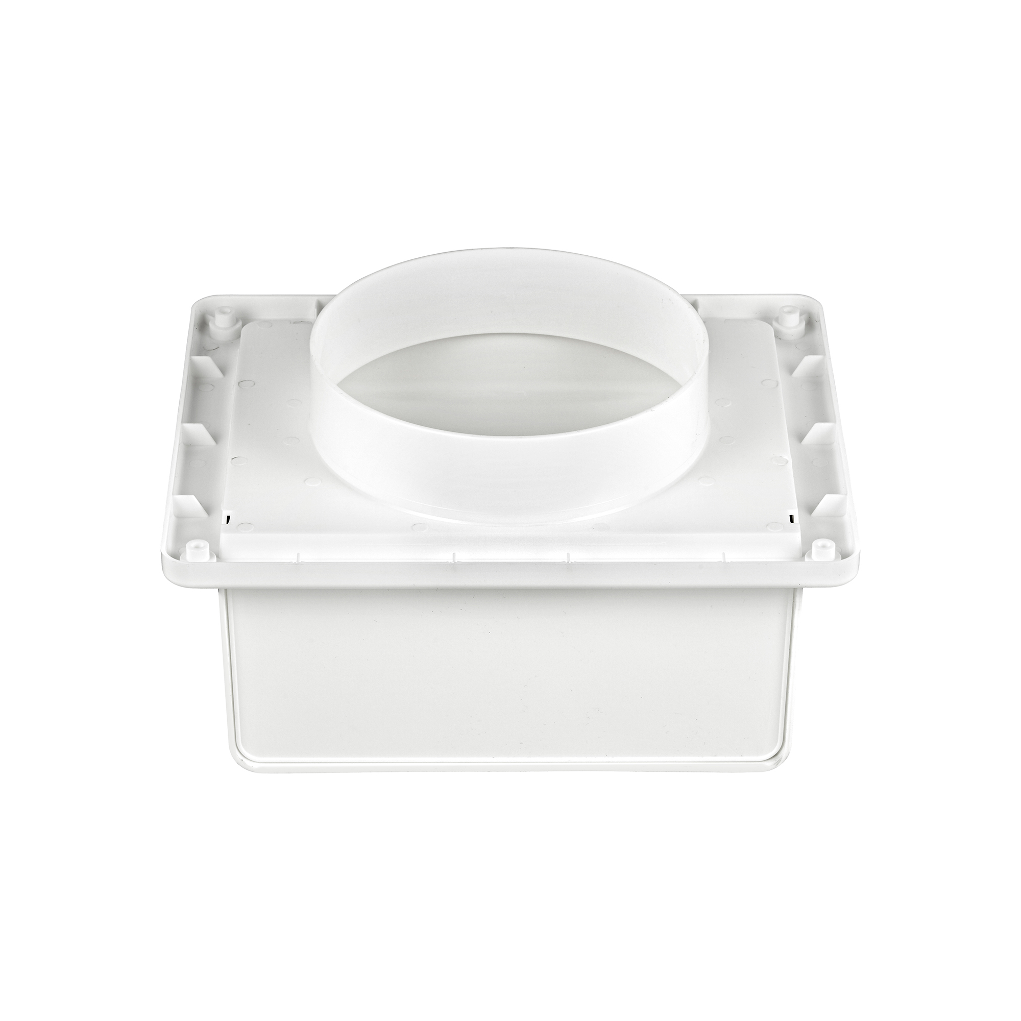 White Plastic Soffit Continuous Run Bath Fan Exhaust Vent - Damper - Screen - Front