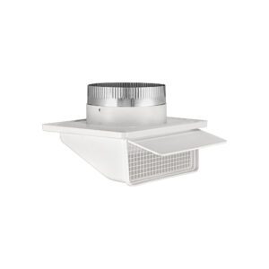 White Plastic Soffit Continuous Run Bath Fan Exhaust Vent - Damper - Screen - 3 inch Pipe - Opened