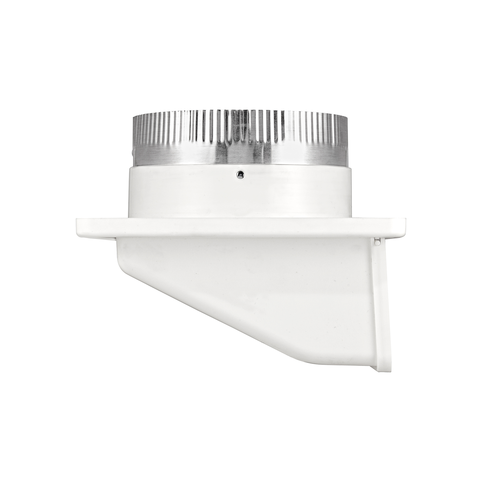 146WSTP-04 White Plastic Soffit Continuous Run Bath Fan Exhaust Vent - Damper - Screen - 3 inch Pipe - Side
