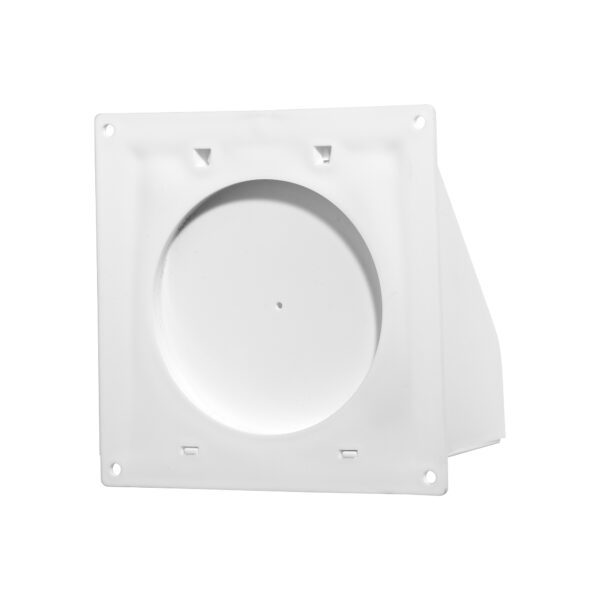 White Plastic Wall Exhaust Hood Dryer Vent - Damper - Removable Screen - Flat Flange - Flush Mount - Back Closed