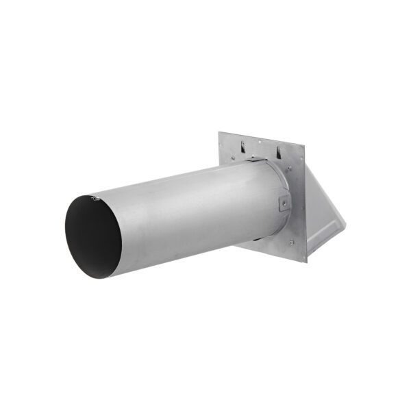 Paint Grade Steel Fresh Air Intake Vent (No Damper) 1/4 inch Wire Mesh Screen - 11 inch Pipe - Back