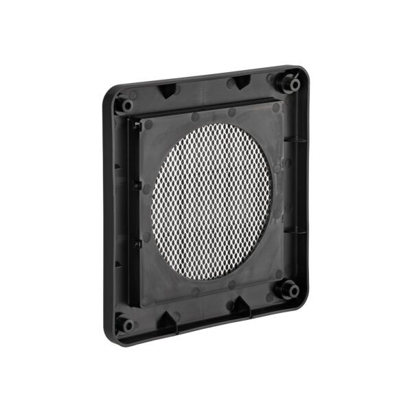 Black Plastic Wall Exhaust Vent (Louvered) - Metal Bug Screen - Flush Mount - Back