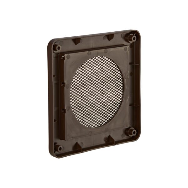Brown Plastic Wall Exhaust Vent (Louvered) - Metal Bug Screen - Flush Mount - Back