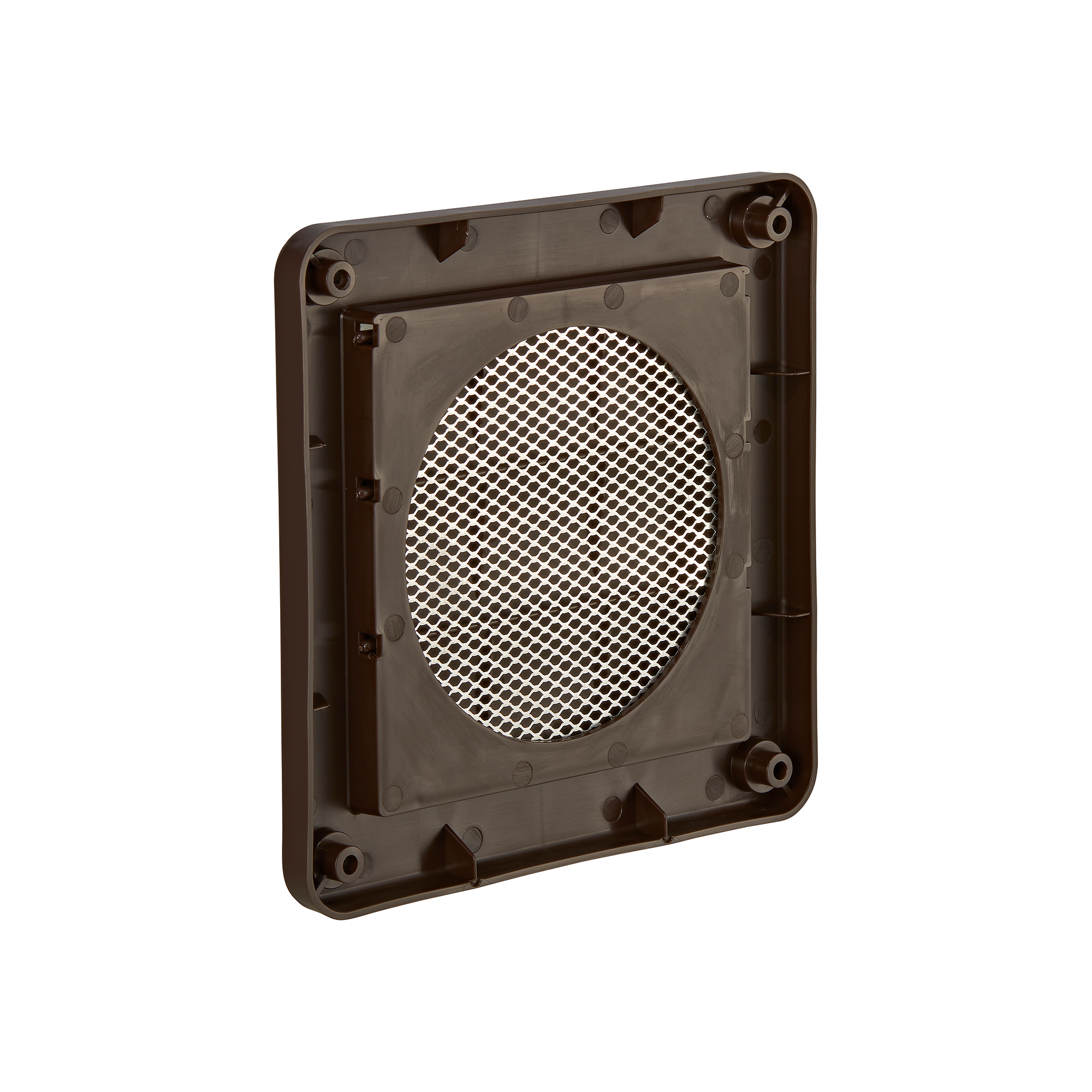 1423BS-NC-05 Brown Plastic Wall Exhaust Vent (Louvered) - Metal Bug Screen - Flush Mount - Back