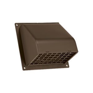 Brown Plastic Wall Exhaust Hood Dryer Vent - Damper - Removable Screen - Flat Flange - Flush Mount - Closed