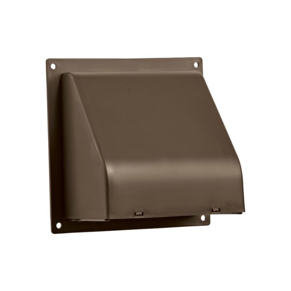 Brown Plastic Wall Exhaust Hood Dryer Vent - Damper - Removable Screen - Flat Flange - Flush Mount - Front