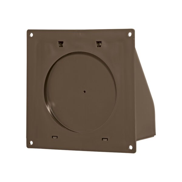 Brown Plastic Wall Exhaust Hood Dryer Vent - Damper - Removable Screen - Flat Flange - Flush Mount - Back Closed