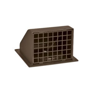 Brown Plastic Wall Exhaust Hood Dryer Vent - Spring Damper - Removable Screen - Flat Flange - Flush Mount - Front
