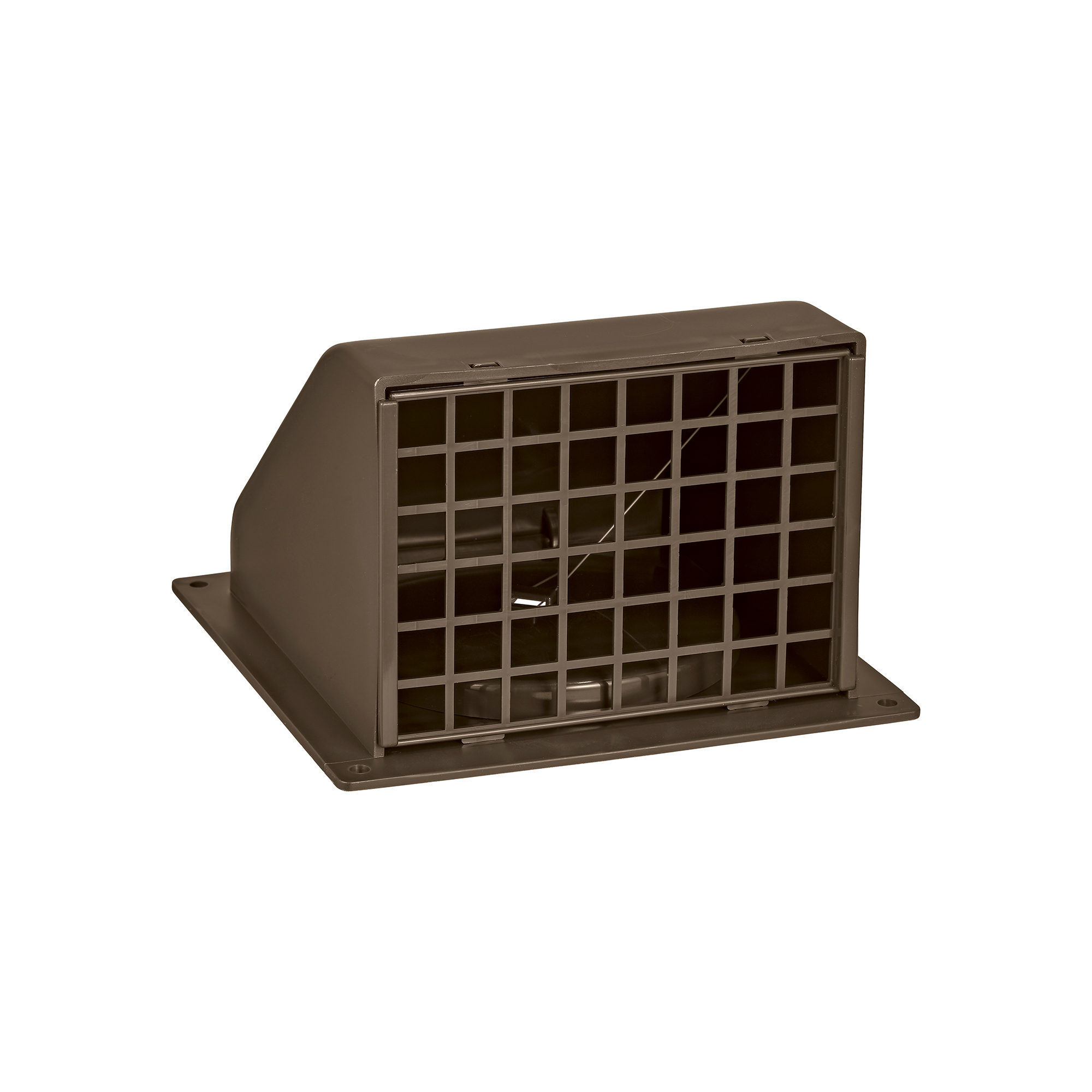 Brown Plastic Wall Exhaust Hood Dryer Vent - Spring Damper - Removable Screen - Flat Flange - Flush Mount - Front